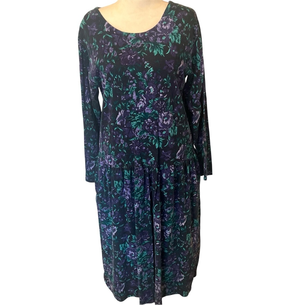Vintage FADS Floral Maxi Dress XL Pockets